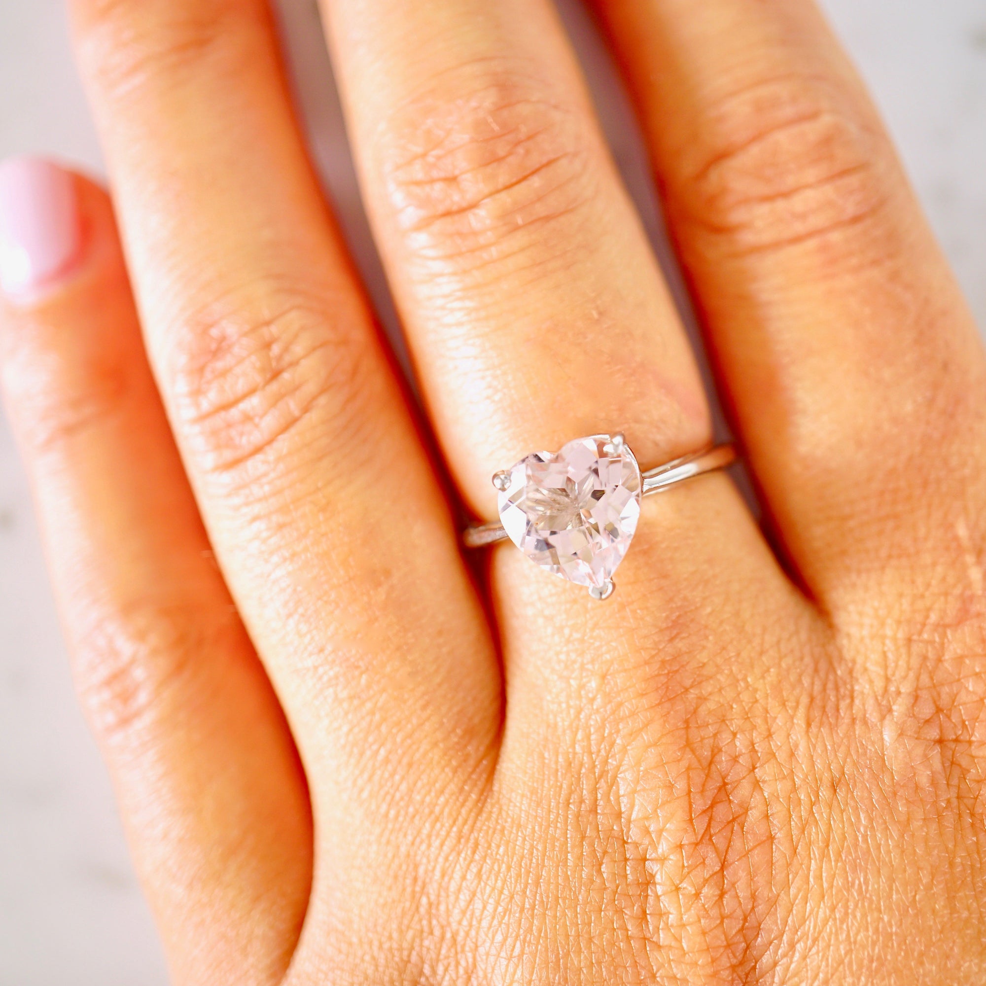 0.5 Carat Heart Cut Accented Engagement Ring in White Gold over Sterli —  kisnagems.co.uk